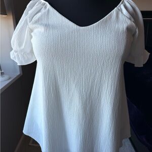 White Birch Textured White Blouse